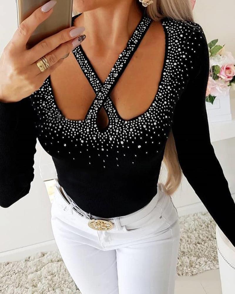 Embellished Cut Out Top
