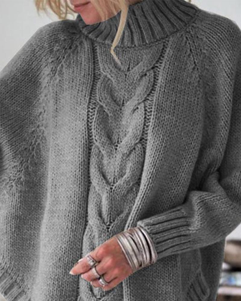 High Neck Dolman Sleeve Sweater