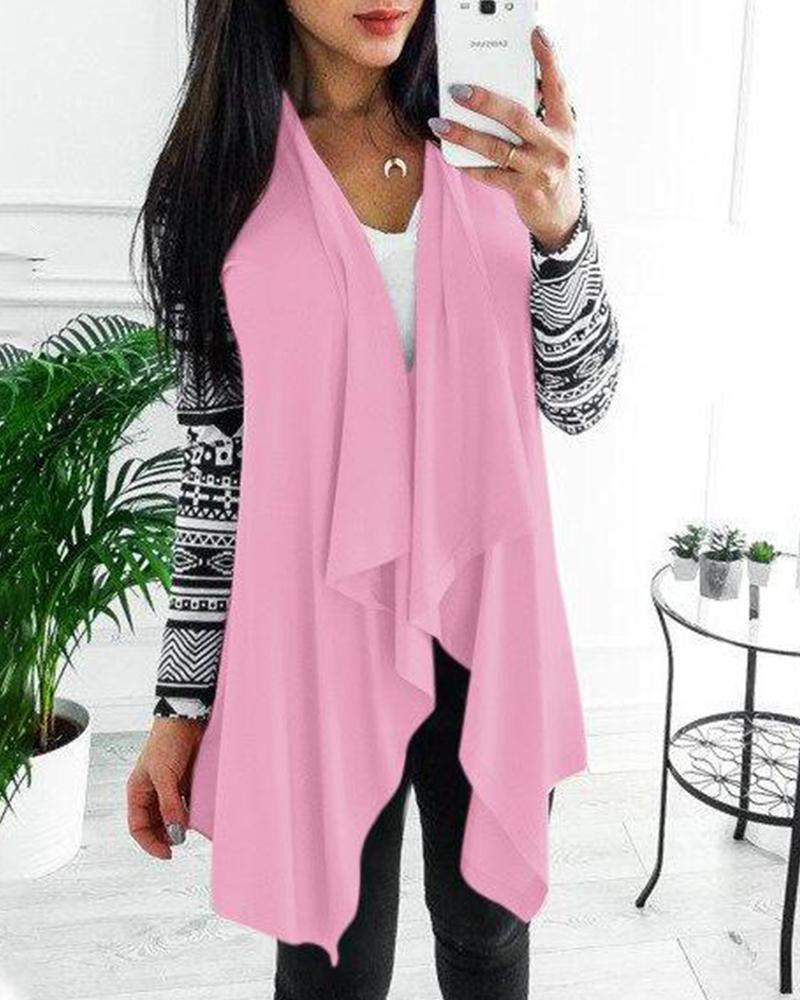 Outlet26 Solid Open Front Drape Cardigan pink