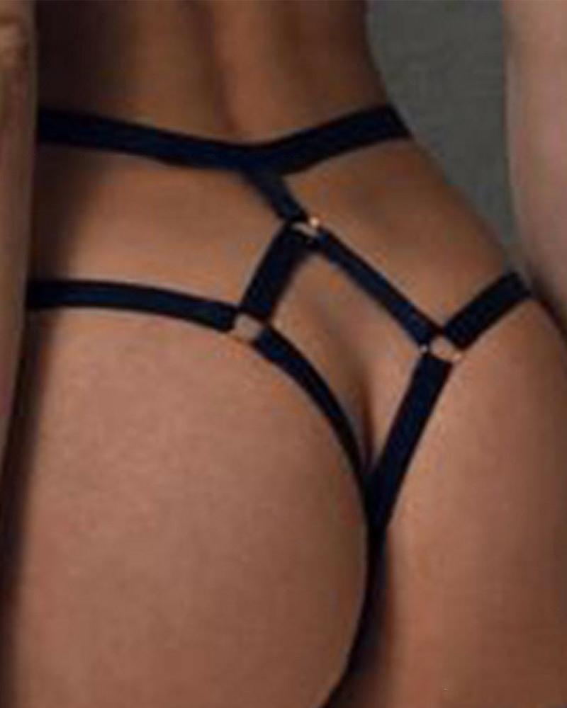 Solid Strappy Cut-out Panties