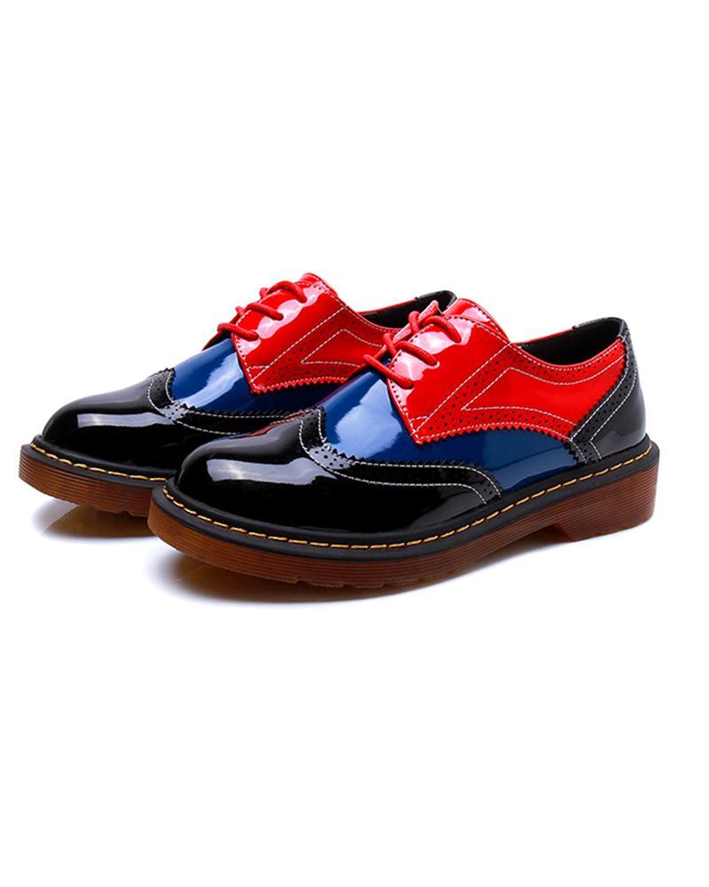 Contrast Polished Leather Oxfords