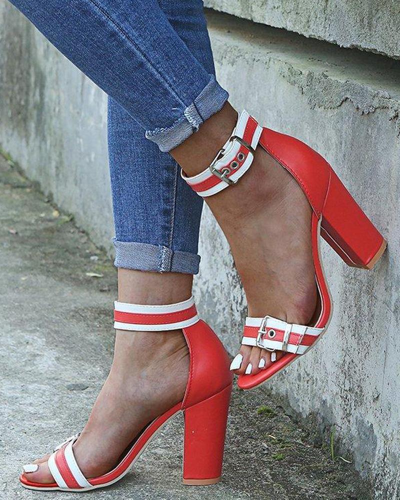 Ankle Strap Chunky Heel Sandals