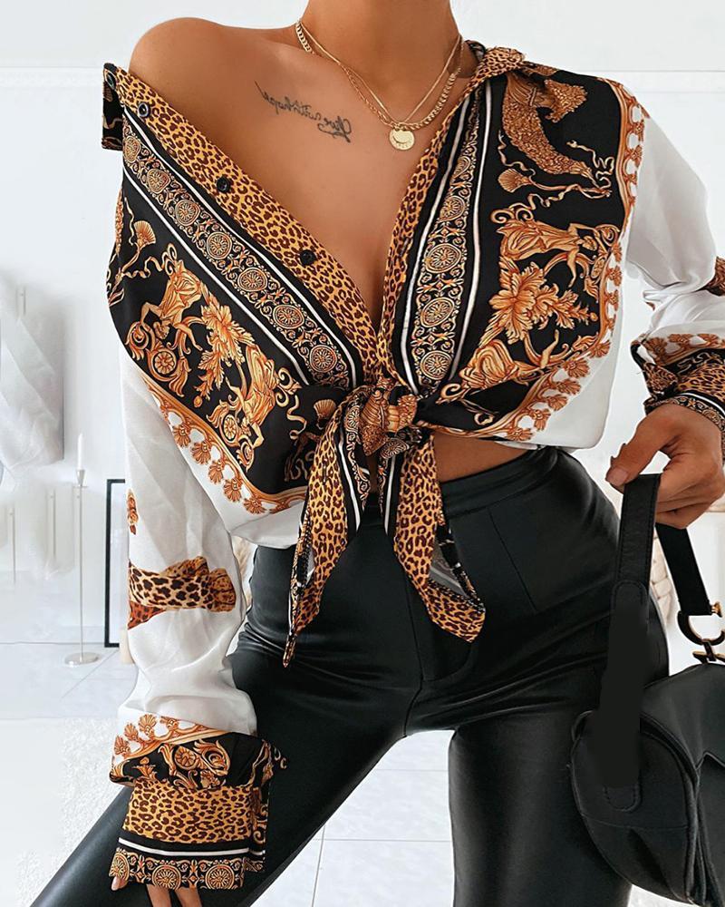 Baroque Leopard Print Casual Shirt