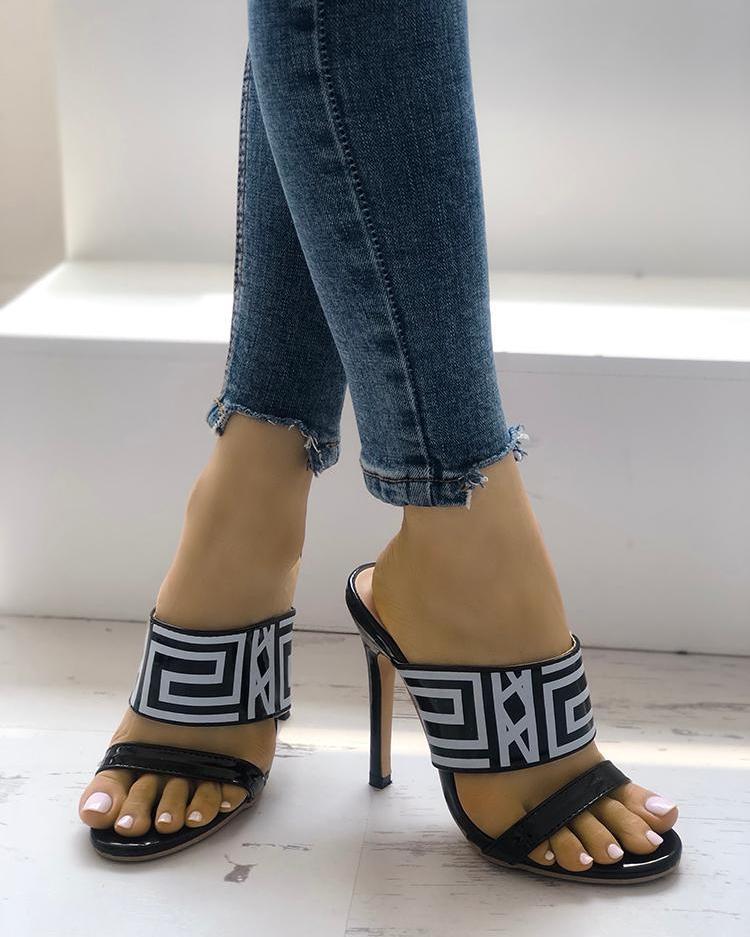 G Inspired Double Buckle Thin High-heeled Sandals