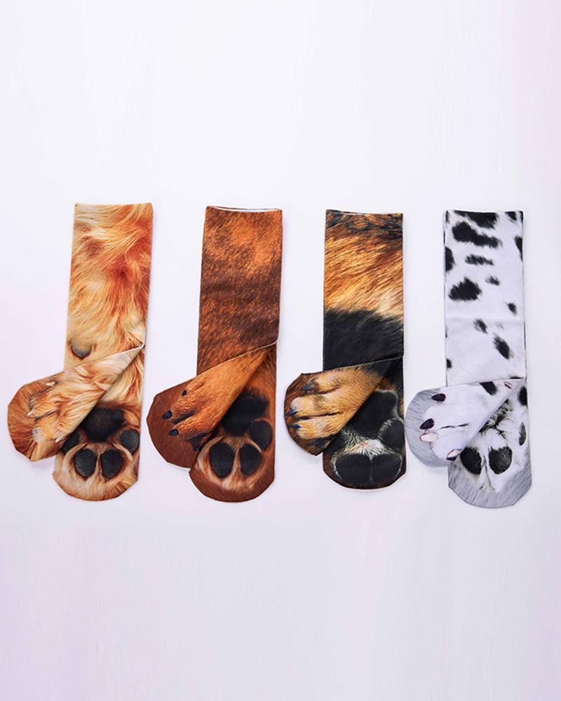 3D Doggy Feet Print Midi Socks