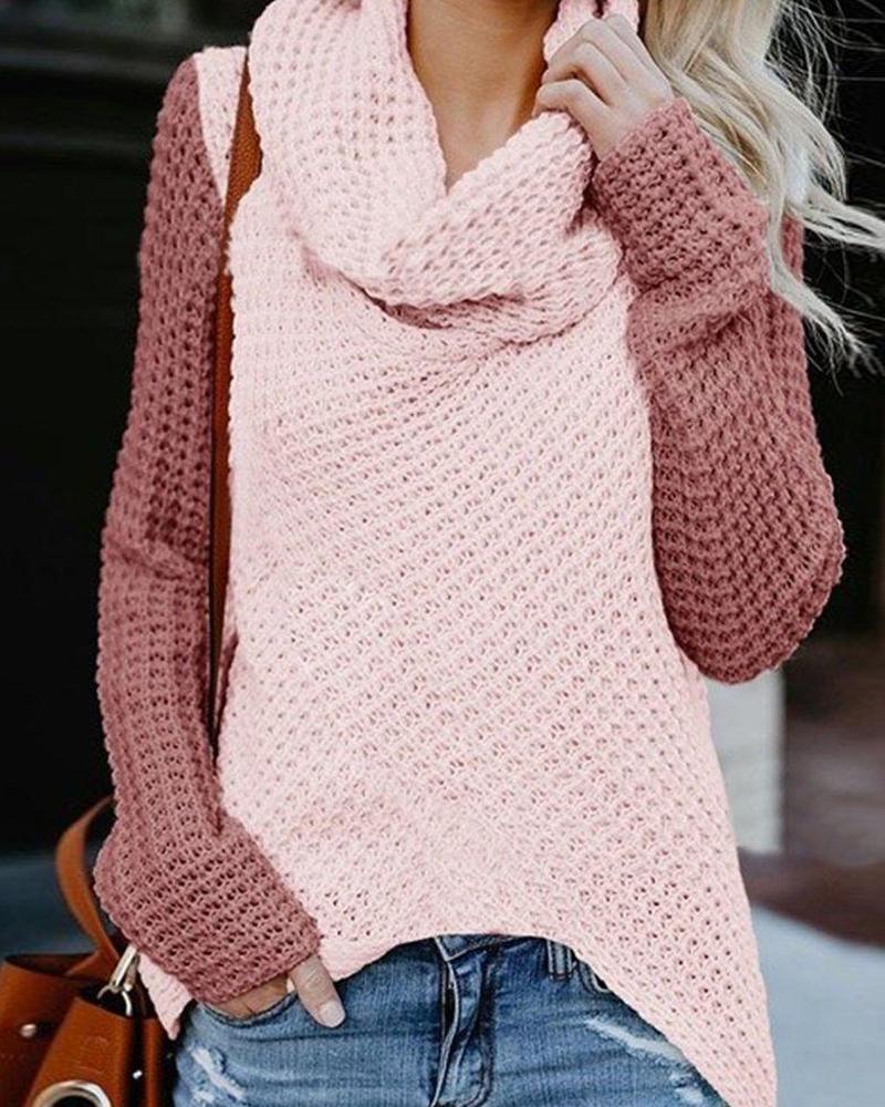 Contrast Sleeve Loose Knit Sweater