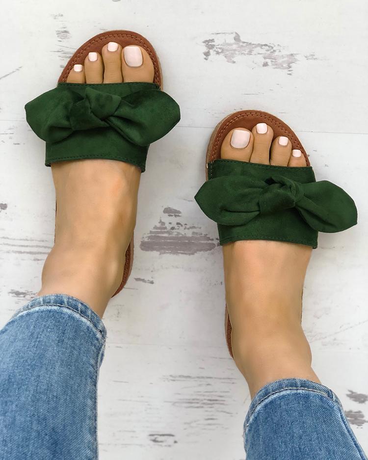 Outlet26 Fashion Bowknot Decorated Flat Sandals green