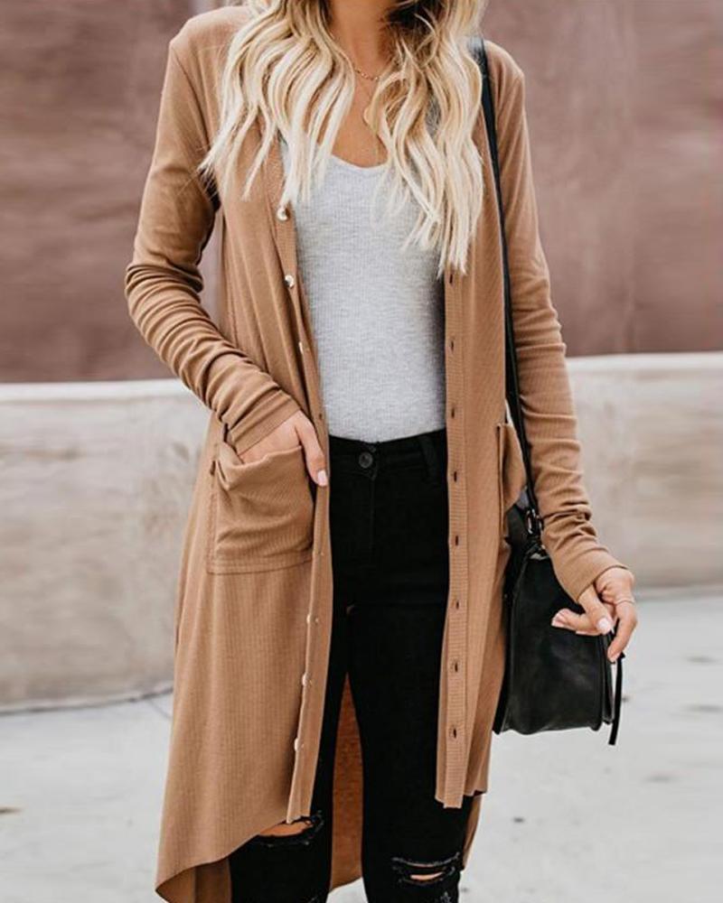 Solid Ribbed Open Front Cardigan