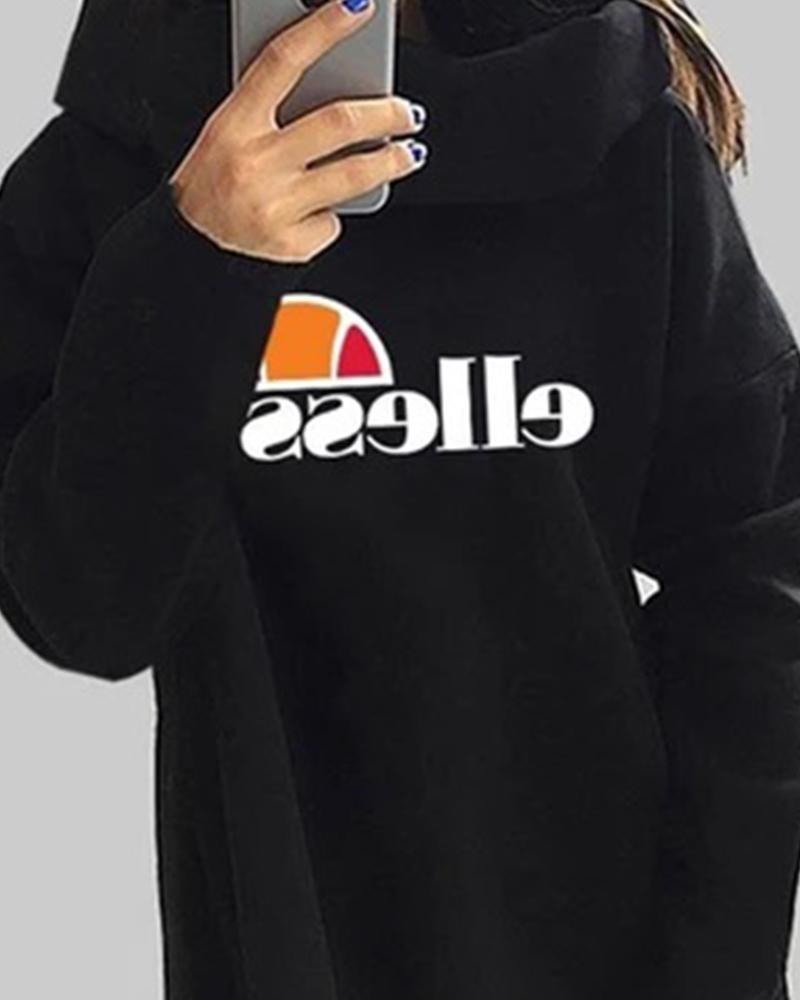 Letter Print Pullover Hoodie