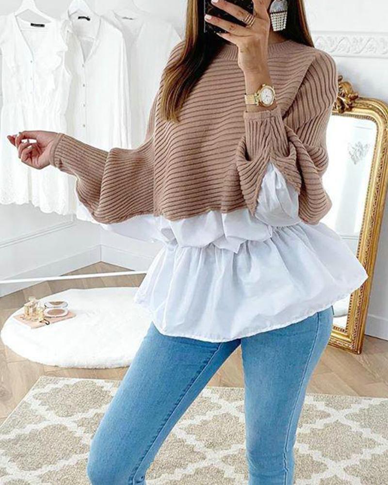 Cross Color Knitted Lounge Top