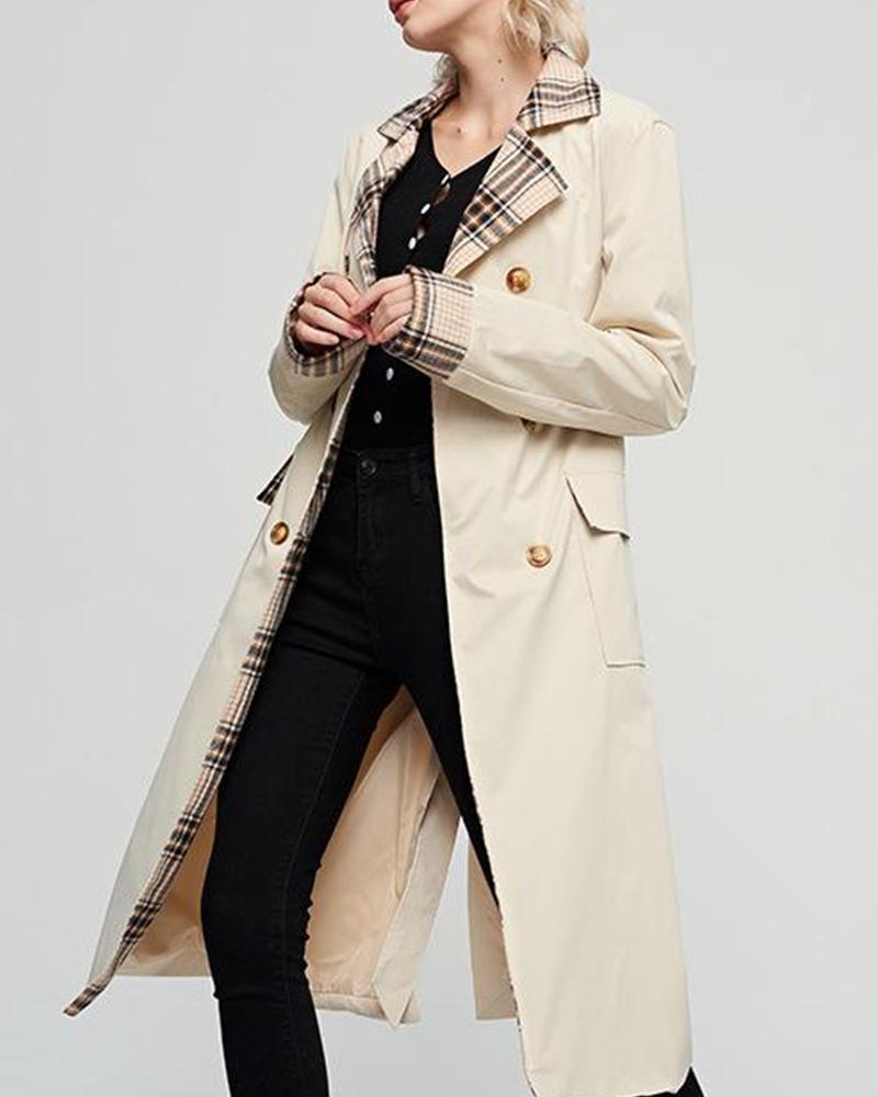 Double Breasted Tie Waist Trench Coat