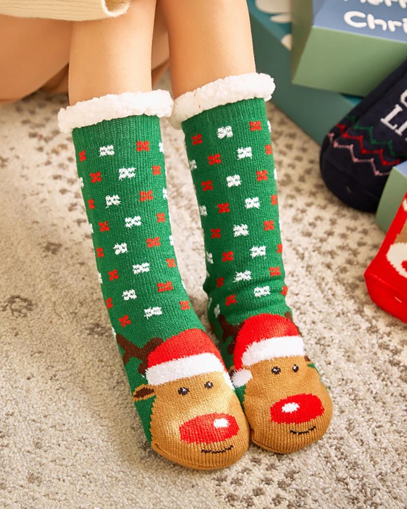 1Pairs Christmas Pattern Fluffy Socks