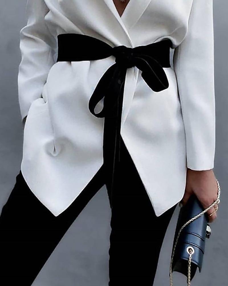Solid Long Sleeve Casual Blazer Coat