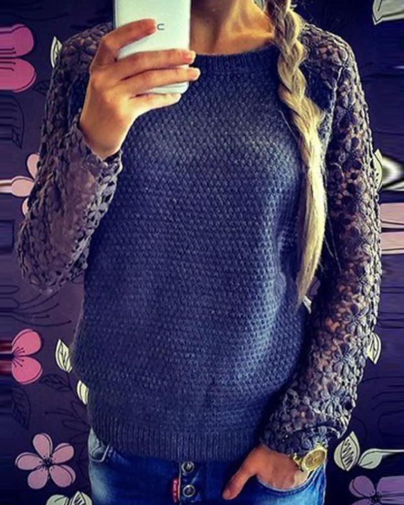 Lace Cutout Long Sleeve Sweater