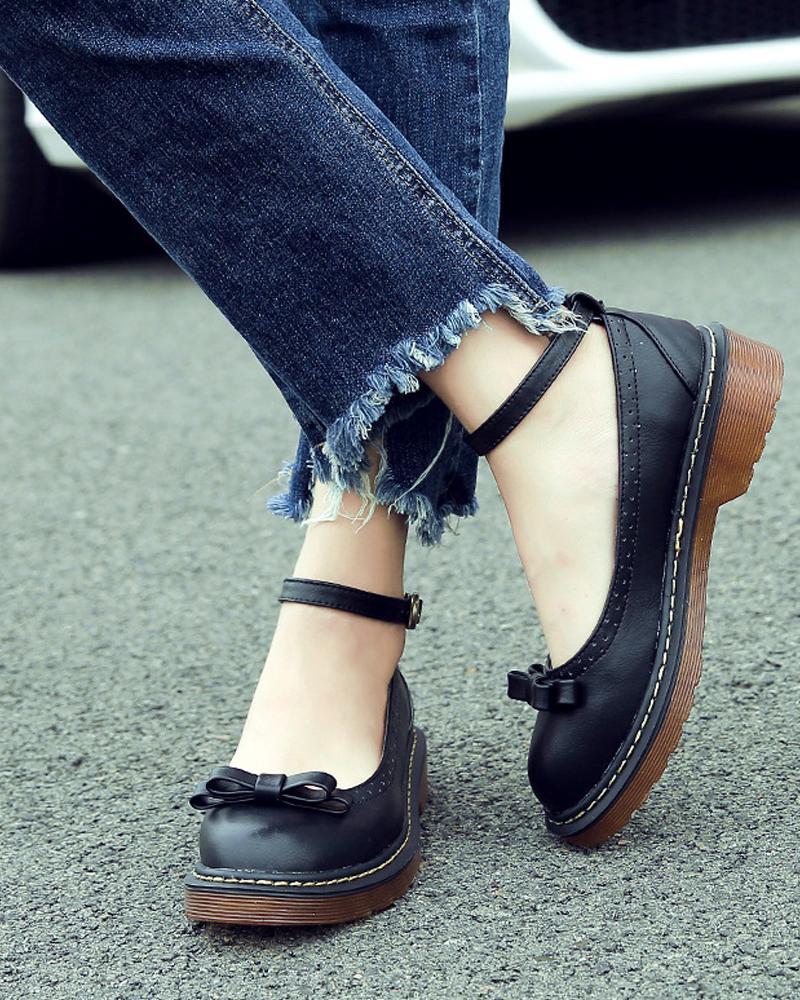 Leather Ankle Strap Ballet Flats