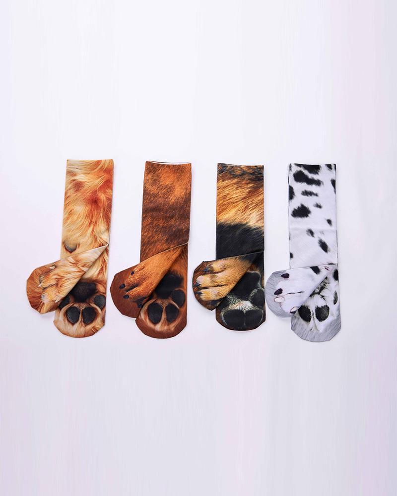 3D Puppy Feet Printing Midi Socks