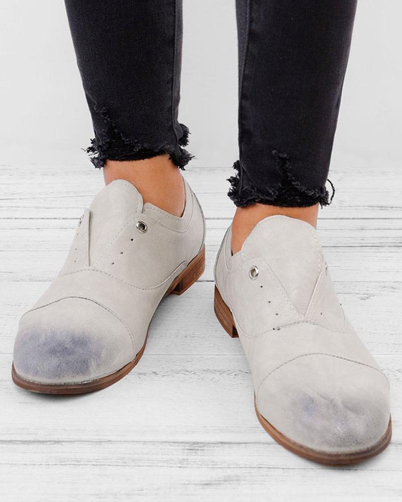 Faux Leather Heeled Oxford Shoes