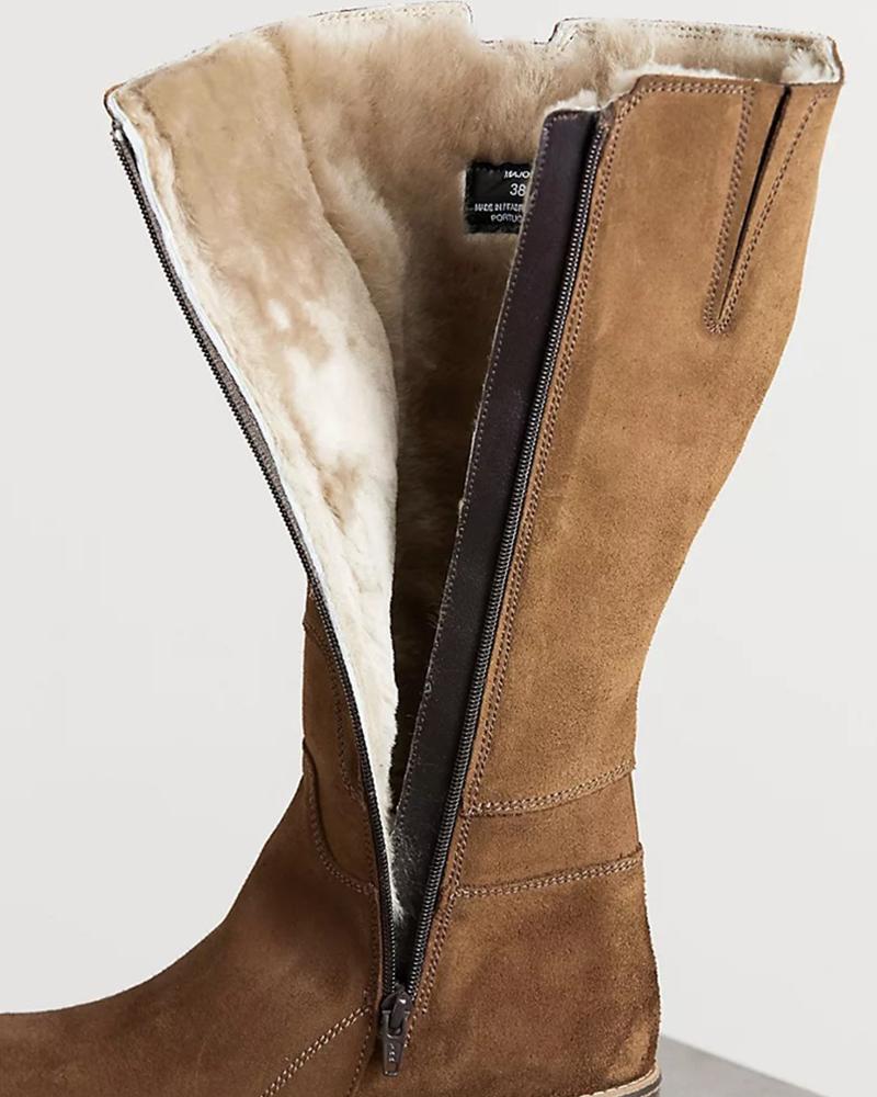Faux Fur Lined Side Zip Tall Boots