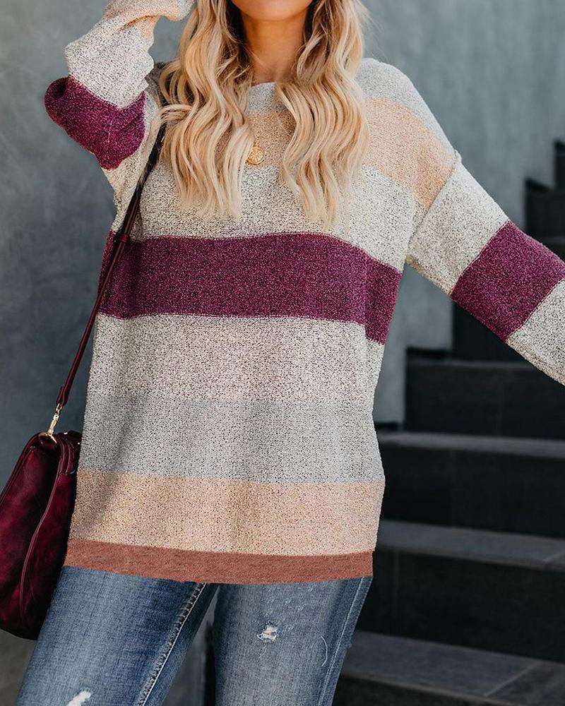 Colorblocks Long Sleeve Knit Sweater