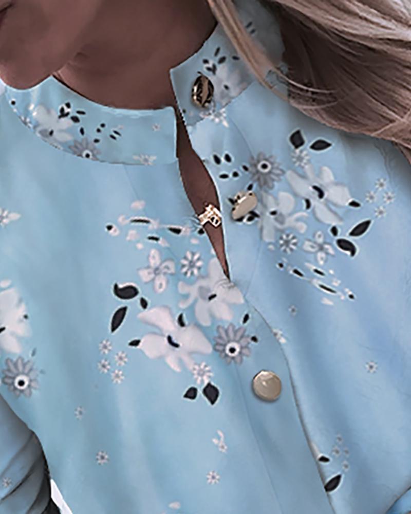 Floral Print Button Through Casual Shirt