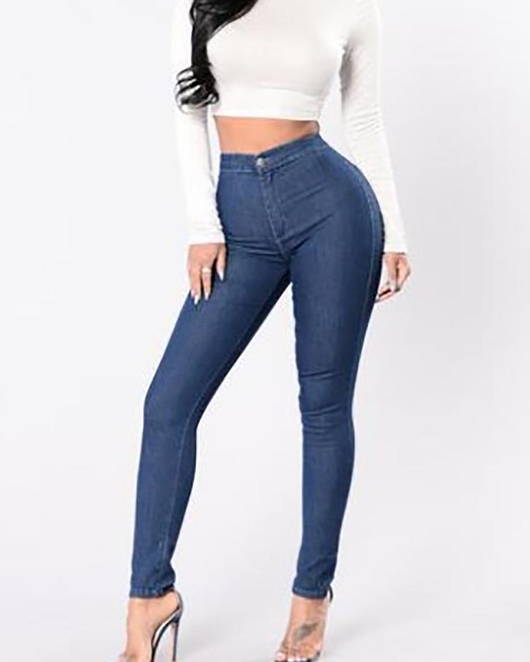 Outlet26 Sexy Tight Skinny Denim Jeans dark blue
