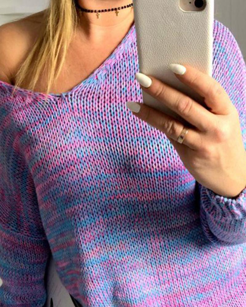 Long Sleeve  Print Casual Sweater