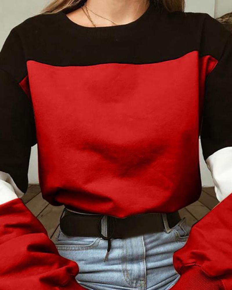 Round Neck Contrast Styleblocks Sweatshirt