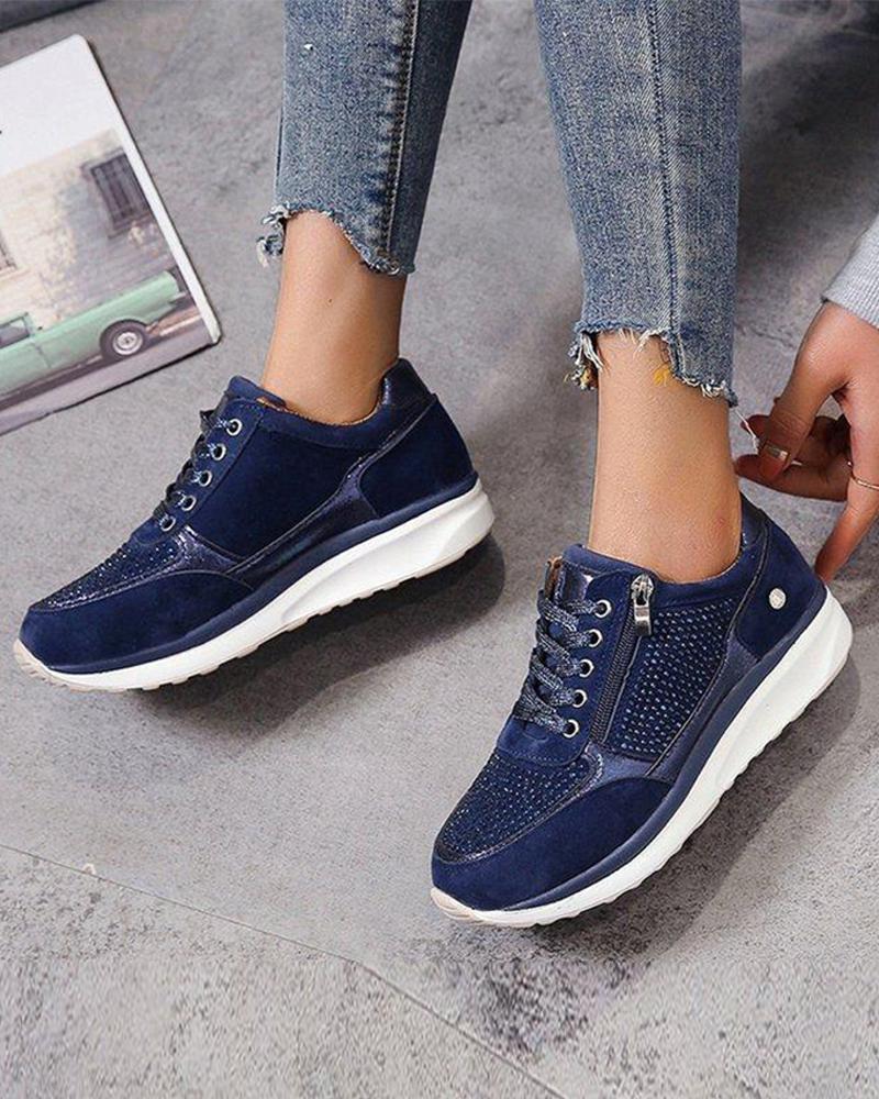 Zipper Lace-Up Sneakers