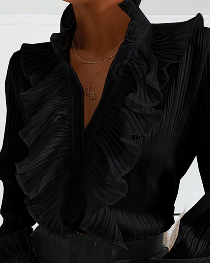 Ruched Ruffle Panel Blouse