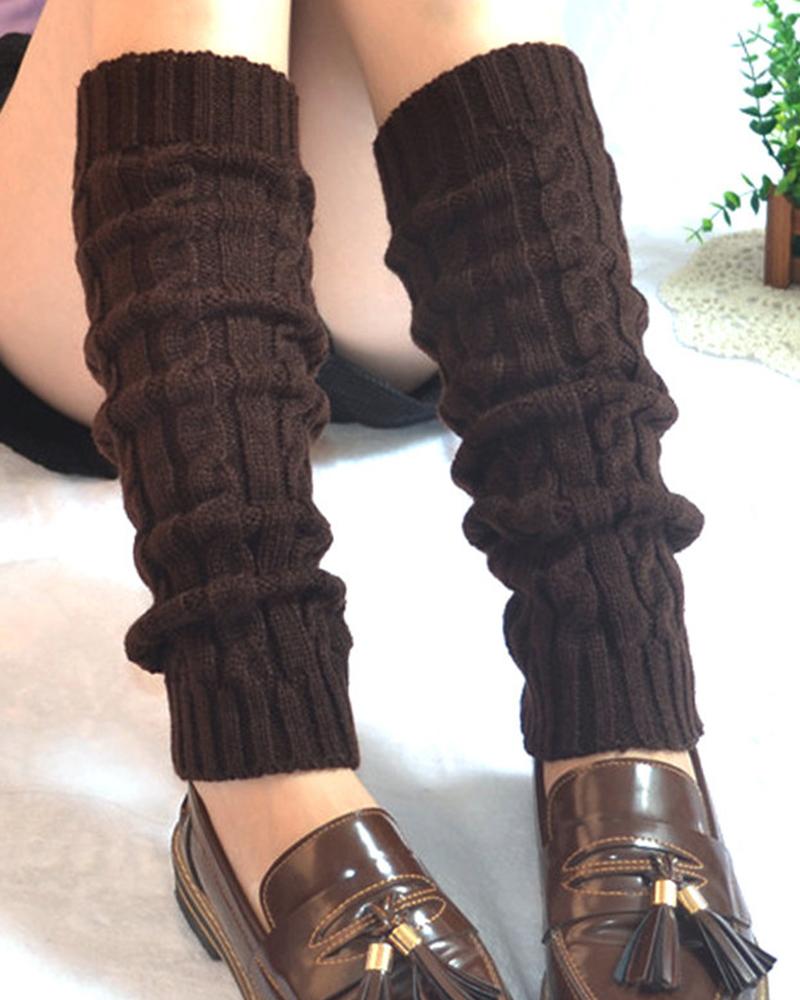 Solid Cable Knit Over-knee Skinny Socks