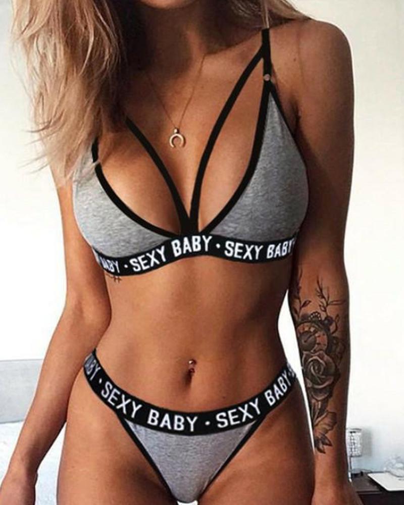 Sexy Letter Printing Bra Sets Bikini