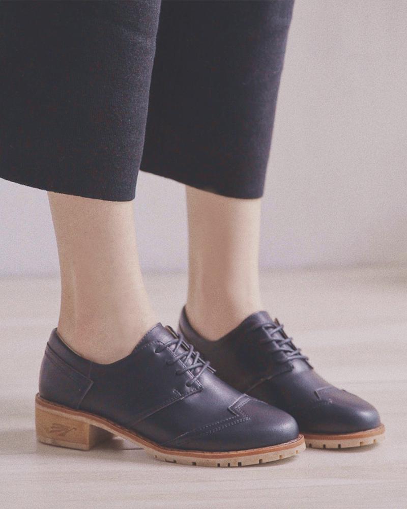 Faux Leather Lace-Up Oxfords