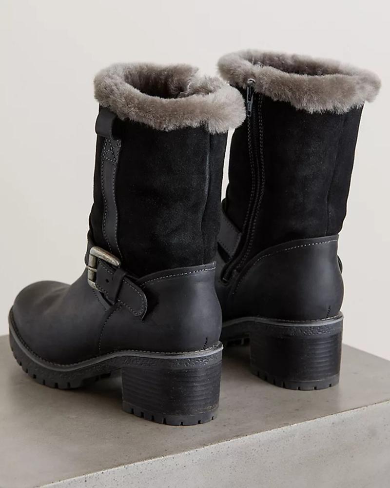 Faux Fur Lined Mid Calf Boots