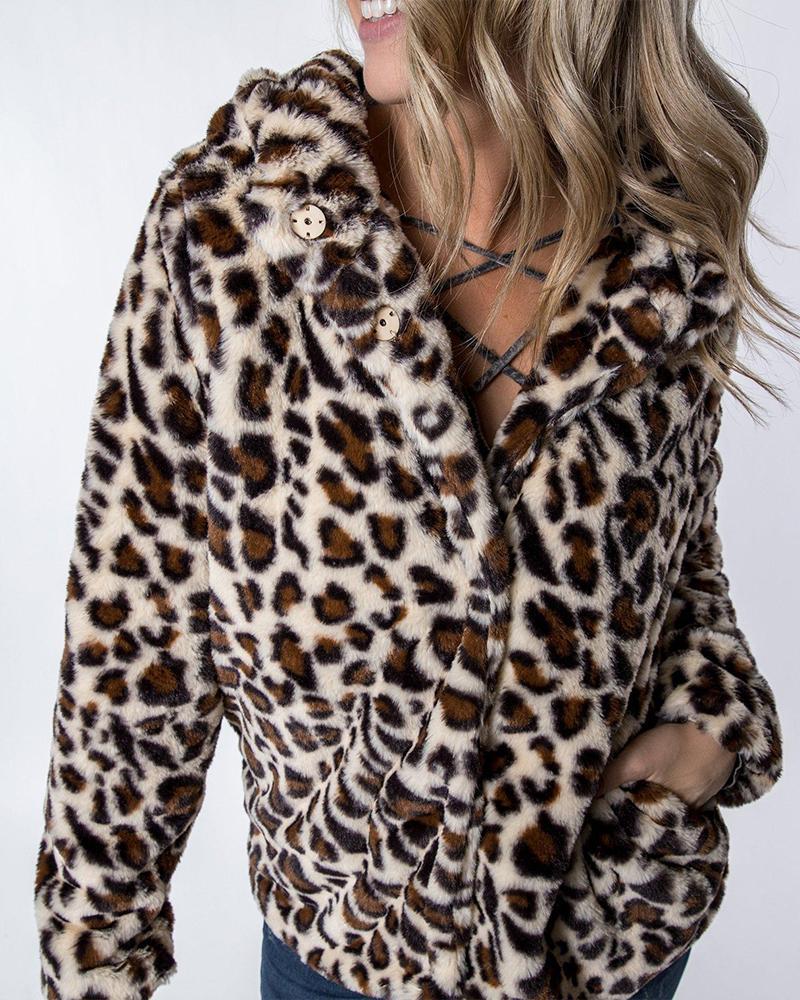 Leopard Print Hooded Winter Coat