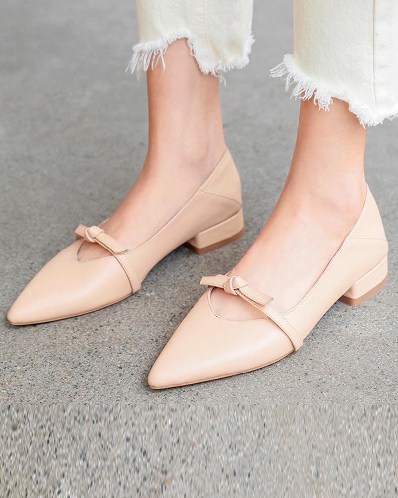 Pointed Toe Tie Detail Loafers
