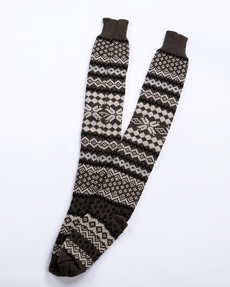 Christmas Patterns Knitted Over-Knee Socks