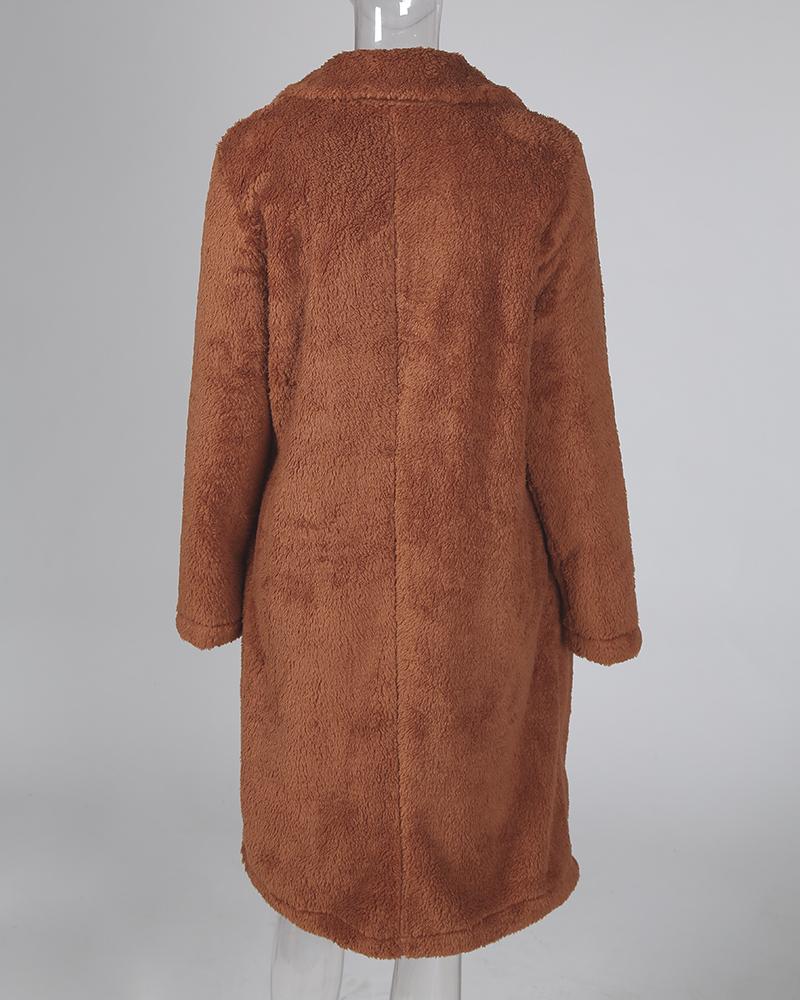 Solid Long Teddy Coat