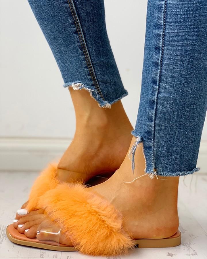 Furry Bell  Open Toed Flat sandals