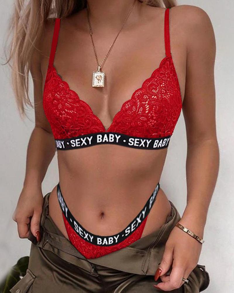 Sexy Letter printing Lace Bra Sets