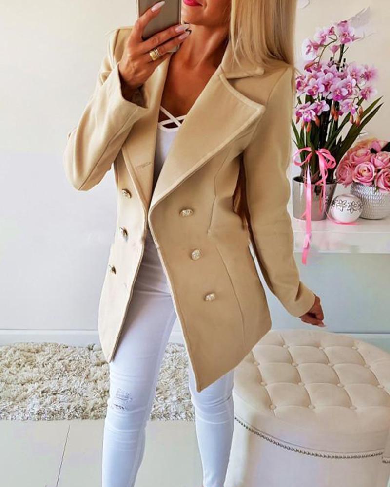 Solid Long Sleeve Buttoned Blazer