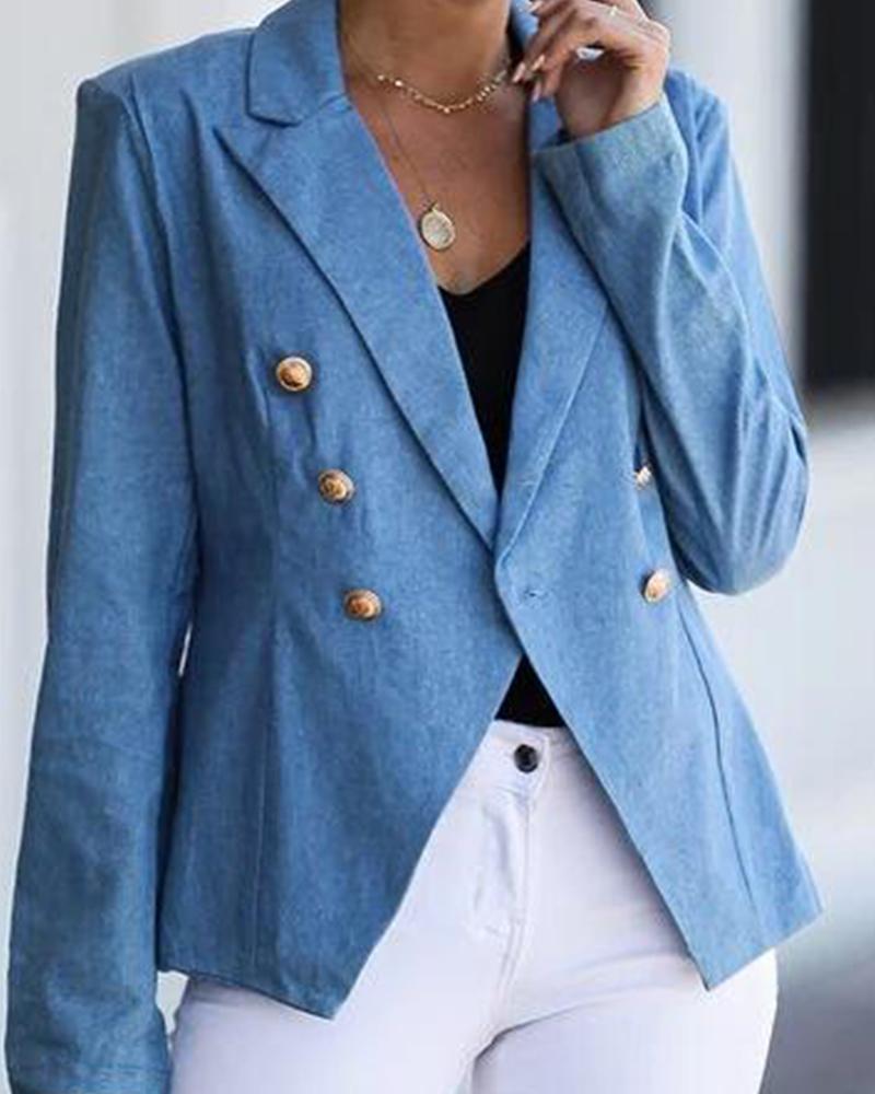 One-Button Peaked Lapel Suit Jacket