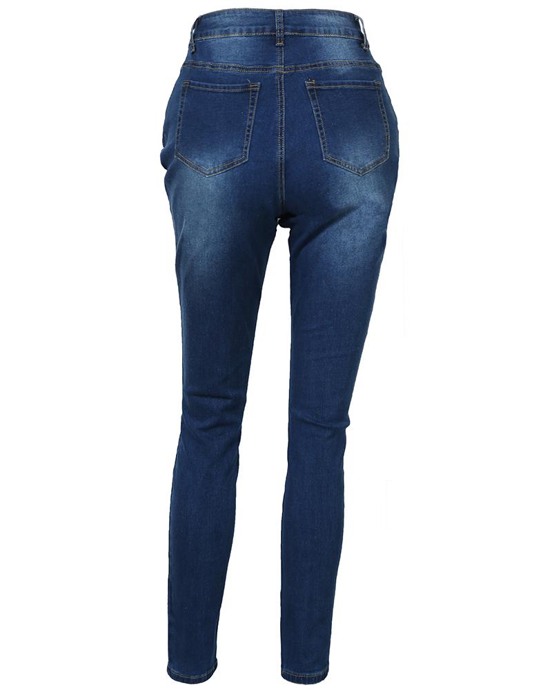 Button Fly High Waist Skinny Jeans