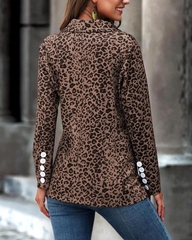 Leopard Print One Button Blazer