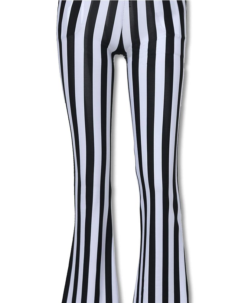 Vertical Striped Casual Bell-Bottom Pants