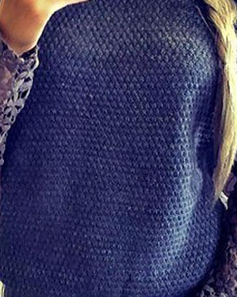 Lace Cutout Long Sleeve Sweater