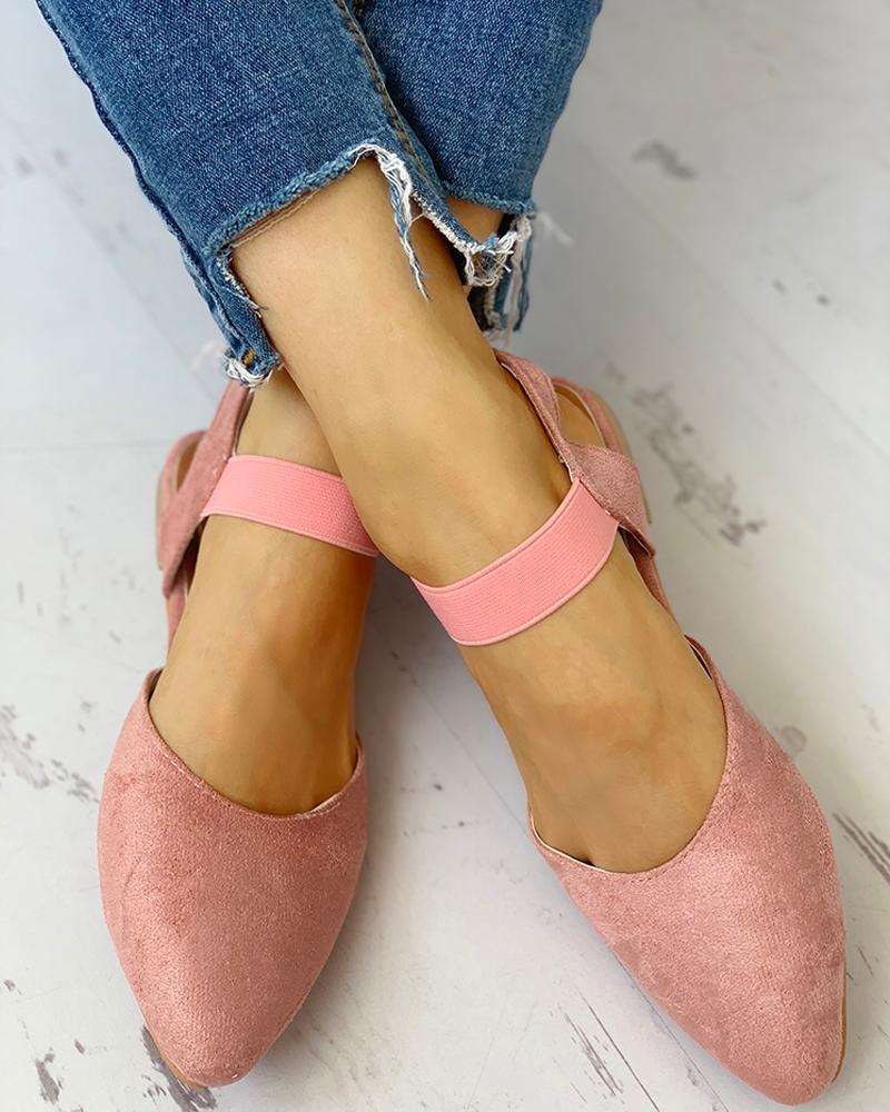 Suede Pointed Toe Slingback Flat Shoes