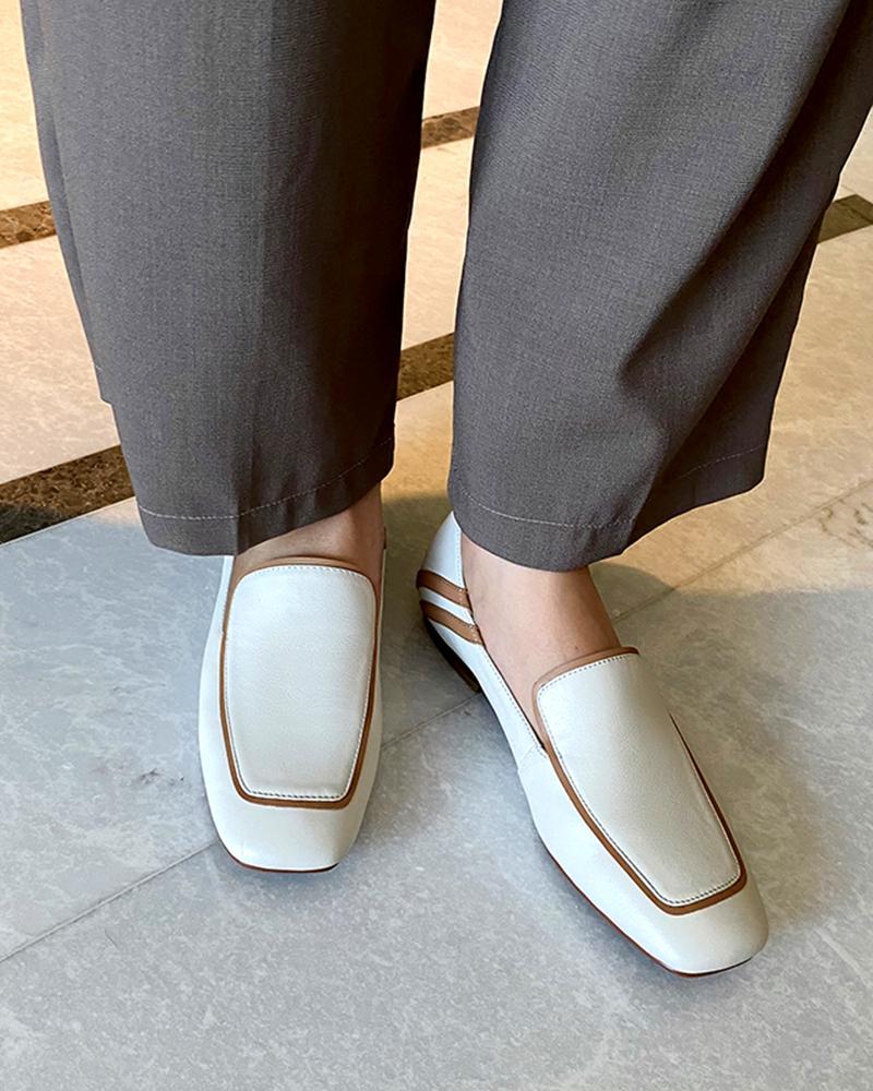 Leatherette Contrast Trim Loafers
