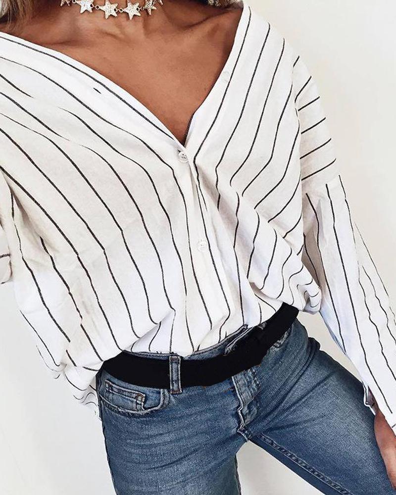 Striped Oversized Button-Down Shirt