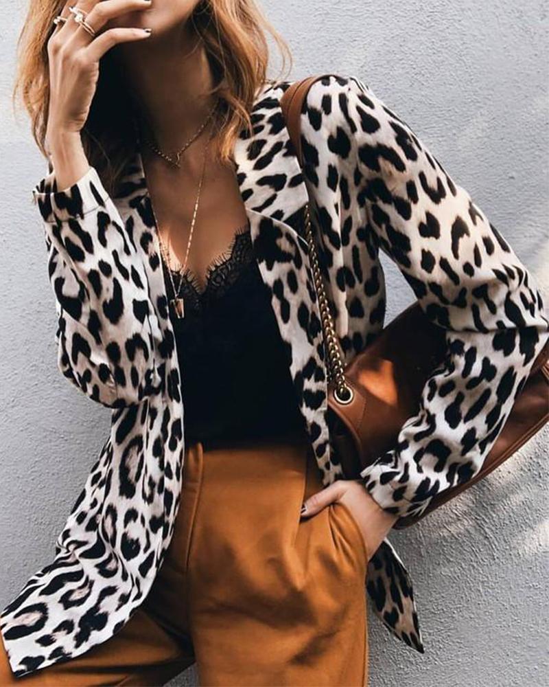 Leopard Open Front Sweater Blazer