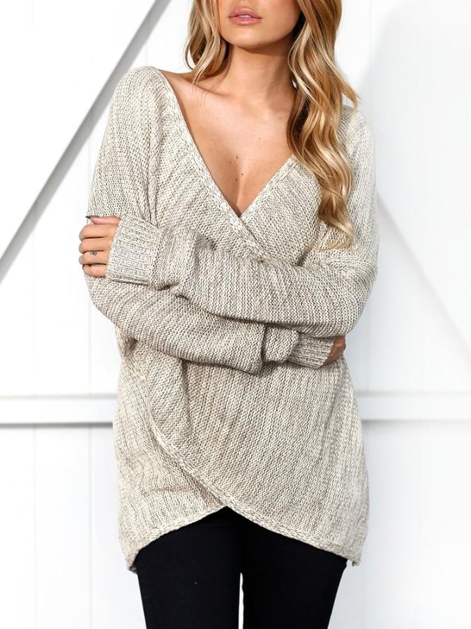 Deep V Wrapped Casual Sweater